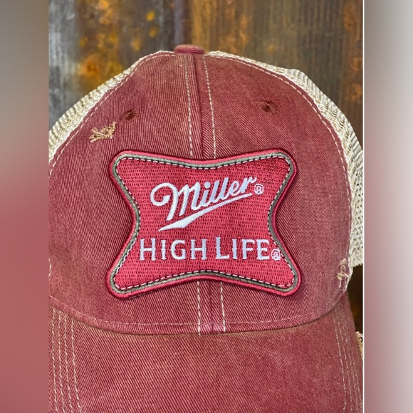 MILLER HIGH LIFE Distressed Snap Back Baseball Cap. OS. - Picture 3 of 4